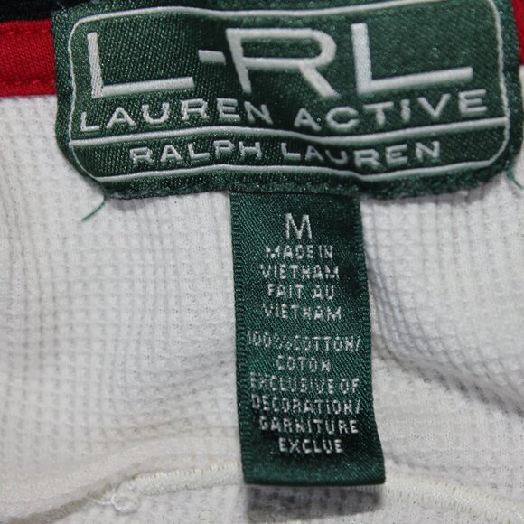 VTG L-RL Lauren Ralph Lauren Active Waffle Knit 1/4 Zip Aztec Logo Long Sleeve - Picture 10 of 14